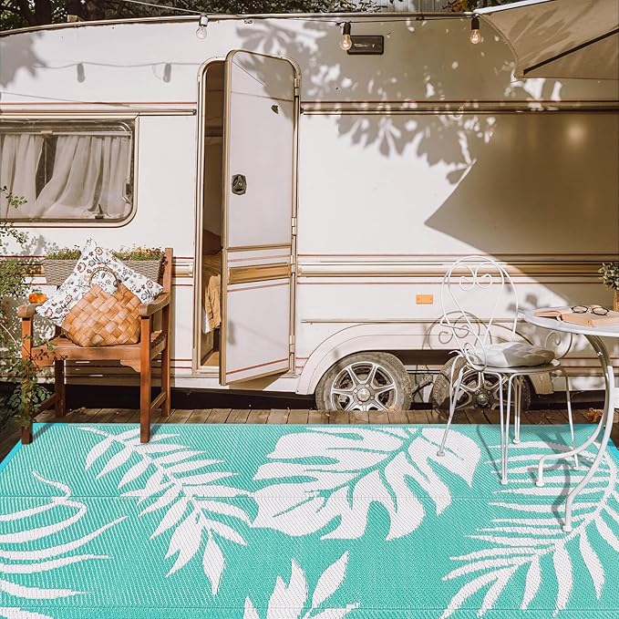 Outdoor Rugs Patio Camping Waterproof - 5x8 Plastic Straw Patio Rug Portable for Campers, Outside RVs Mat, Outdoor Area Carpet for Patios Clearance, Backyard Porch, Balcony, Picnic