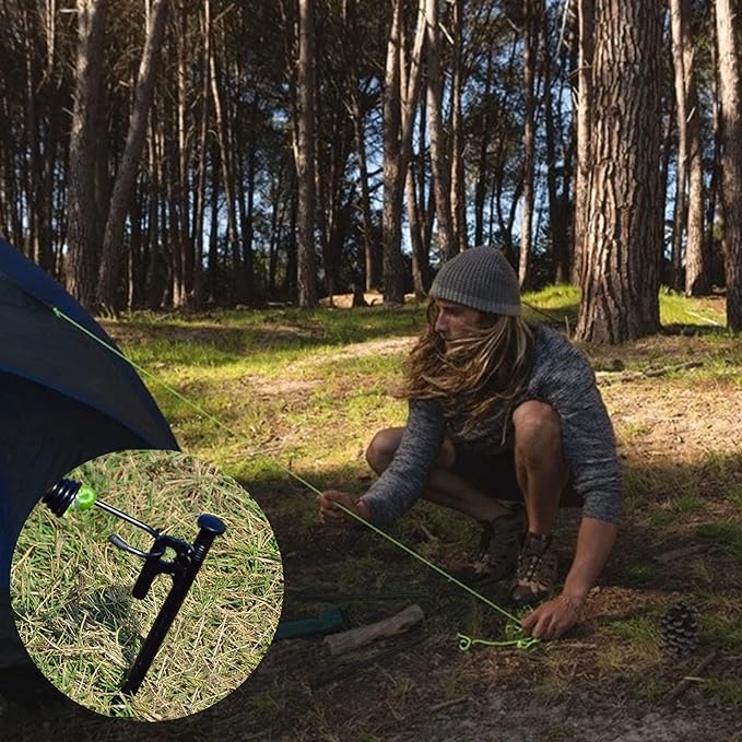 12 Pack Tent Stakes Heavy Duty Metal Tent Pegs for Camping Steel Tent Stakes 8 inch Unbreakable and Inflexible
