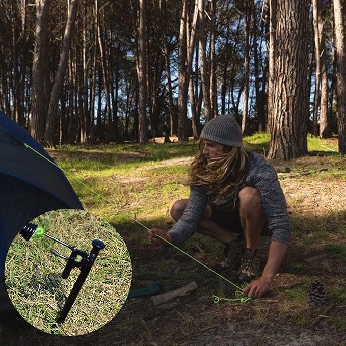 4 Pack Tent Stakes Heavy Duty Metal Tent Pegs for Camping Steel Tent Stakes 8 inch Unbreakable and Inflexible Black