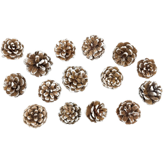 Black Duck Brand Assorted Pinecone Christmas Table Scatter! Glitter Frosted Winter-Themed Pinecones Perfect for Decorating for The Holiday Season! (90, Snow Tipped)