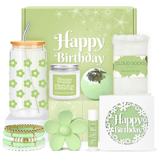 Birthday Gifts for Teen Girls, Women, Teenage Girl Birthday Gift Sets for Teen Girls Tween Gifts for Teenage Girl Cute Daisy Aesthetic Glass Cup Gift Basket for Teens, Women, Her, Friend, Sister