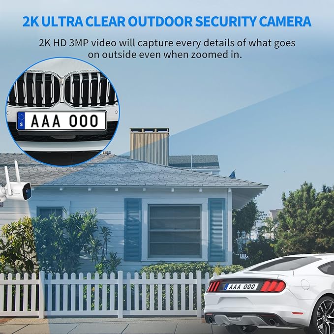Septekon 2K Security Camera Outdoor 2 Pack, 2.4G WiFi Home Security Cameras with Smart Siren, Night Vision, Motion Detection, 2-Way Talk, Compatible with Alexa - P30