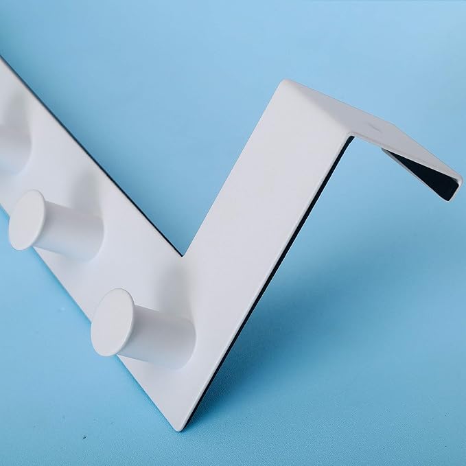 WEBI Over The Door Hook,Door Hanger:Over The Door Towel Rack,6 Peg Door Hooks for Hanging,Door Coat Hanger Over The Door Coat Rack for Towels,Clothes,Behind Back of Bathroom,White,2 Packs
