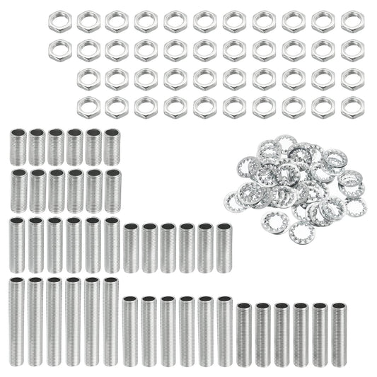 MECCANIXITY Lamp Pipe Kit with Lock Nuts Teeth Washers 1/8IP Thread Fasteners Assortment for Chandelier Ceiling Light Repair Assembly DIY Hardware, Pack of 126