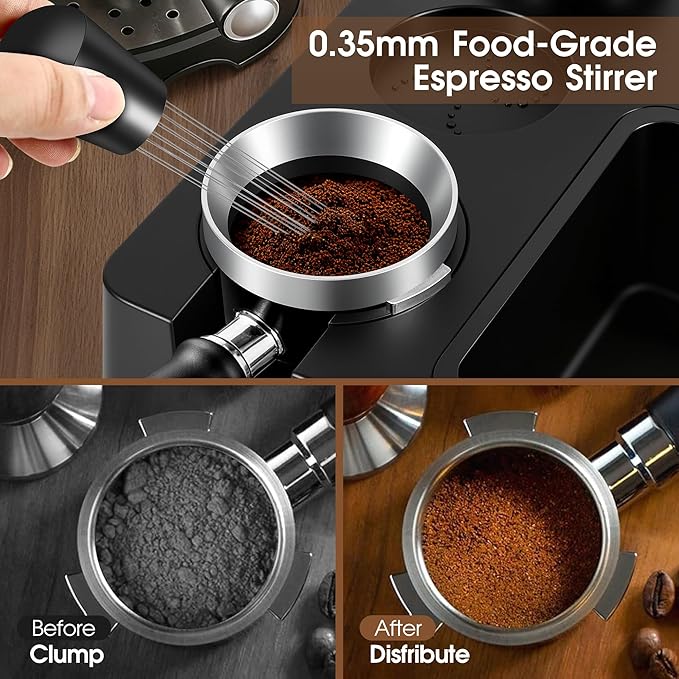 Reoszeank 51mm Espresso Accessories Kit, Espresso Knock Box and Tamping Station, Coffee Tamper, Distributor, WDT Distribution Tool, Dosing Funnel and Puck Screen Set Fits Delonghi 51 mm Portafilter