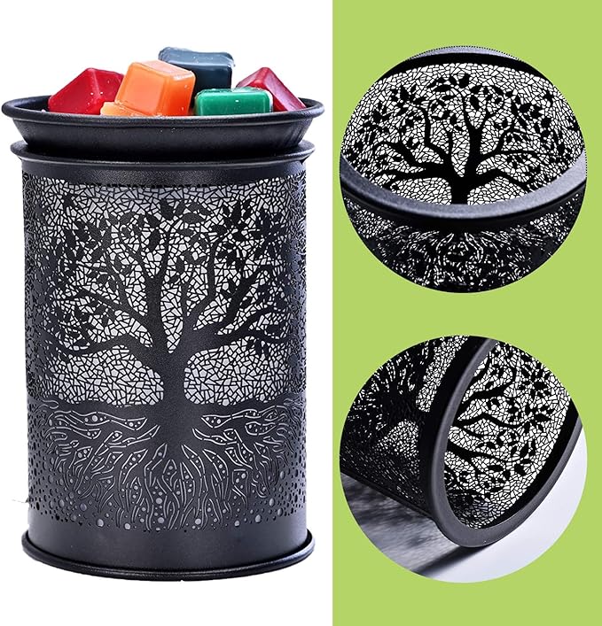 ASAWASA Metal Wax Melt Warmer with Light Bulb Electric Candle Burner Melter Fragrance Warmer for Home Office Bedroom(4.57 * 4.57 * 6.38)
