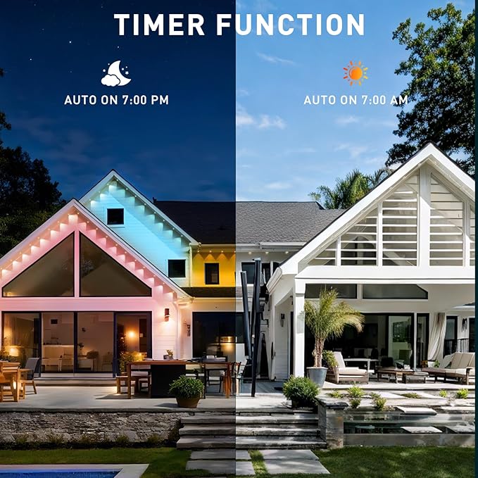 100FT Permanent Outdoor Lights, Smart RGB Eaves Lights with App/Remote Control, LED IP67 Waterproof Outdoor Lighting for Halloween Christmas Holidays Daily Party House Roof Lighting (100FT)