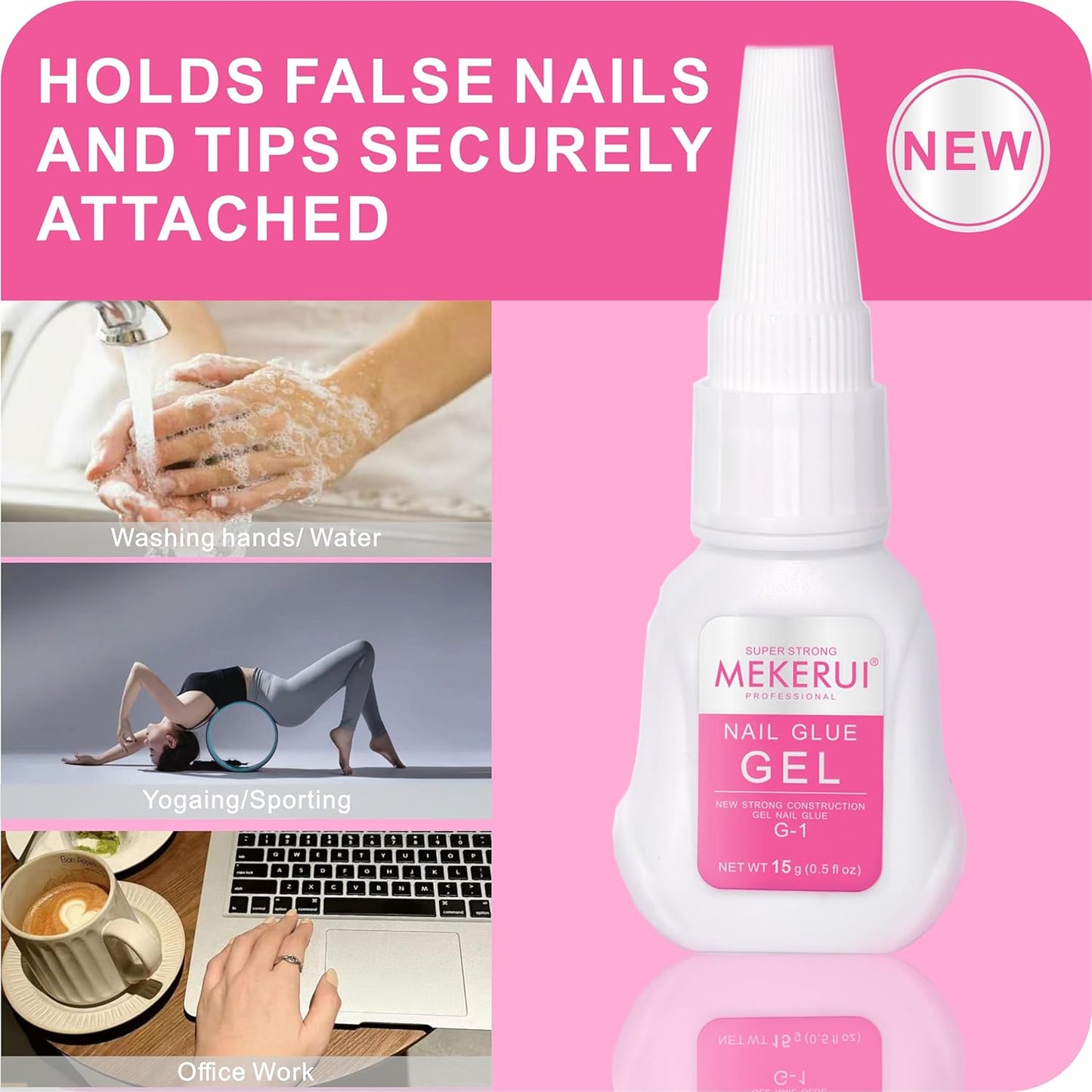 Super Strong Nail Glue Gel for Press on Nails,Drip and Clog Proof,7S Quickly Dry Without UV Light,Long-Lasting 30+Days,Waterproof Beauty Secret Professional Salon Quality
