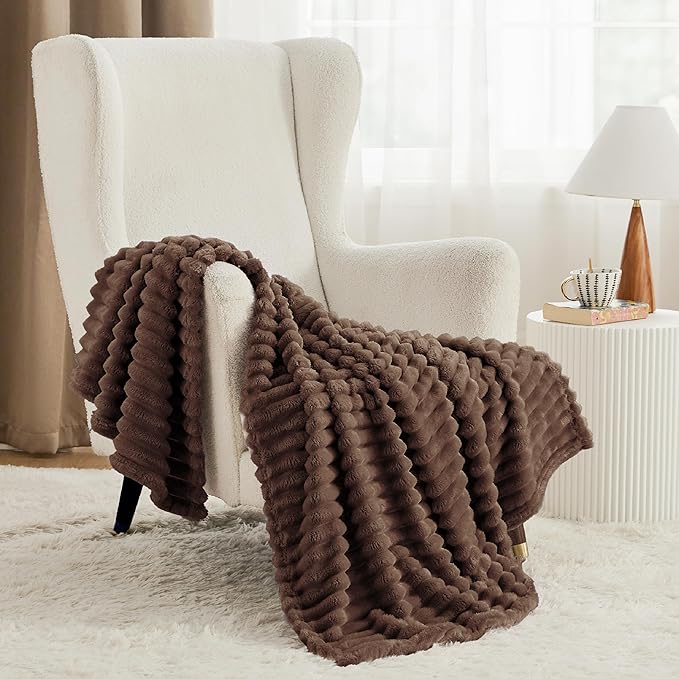 Bedsure GentleSoft Fondue Fudge Fleece Blanket for Couch - Cozy Soft Blankets for Women, Cute Small Throws for Girls, 50x70 Inches