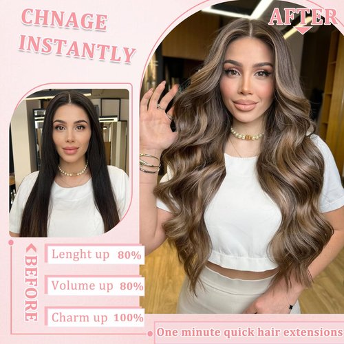 Clip in Hair Extensions Real Human Hair Clip in Extensions for Women Seamless Invisible Chestnut Brown Natural Remy 100% Human Clips ins Extension 8pcs Double Weft 20 inch 3.7oz/105g