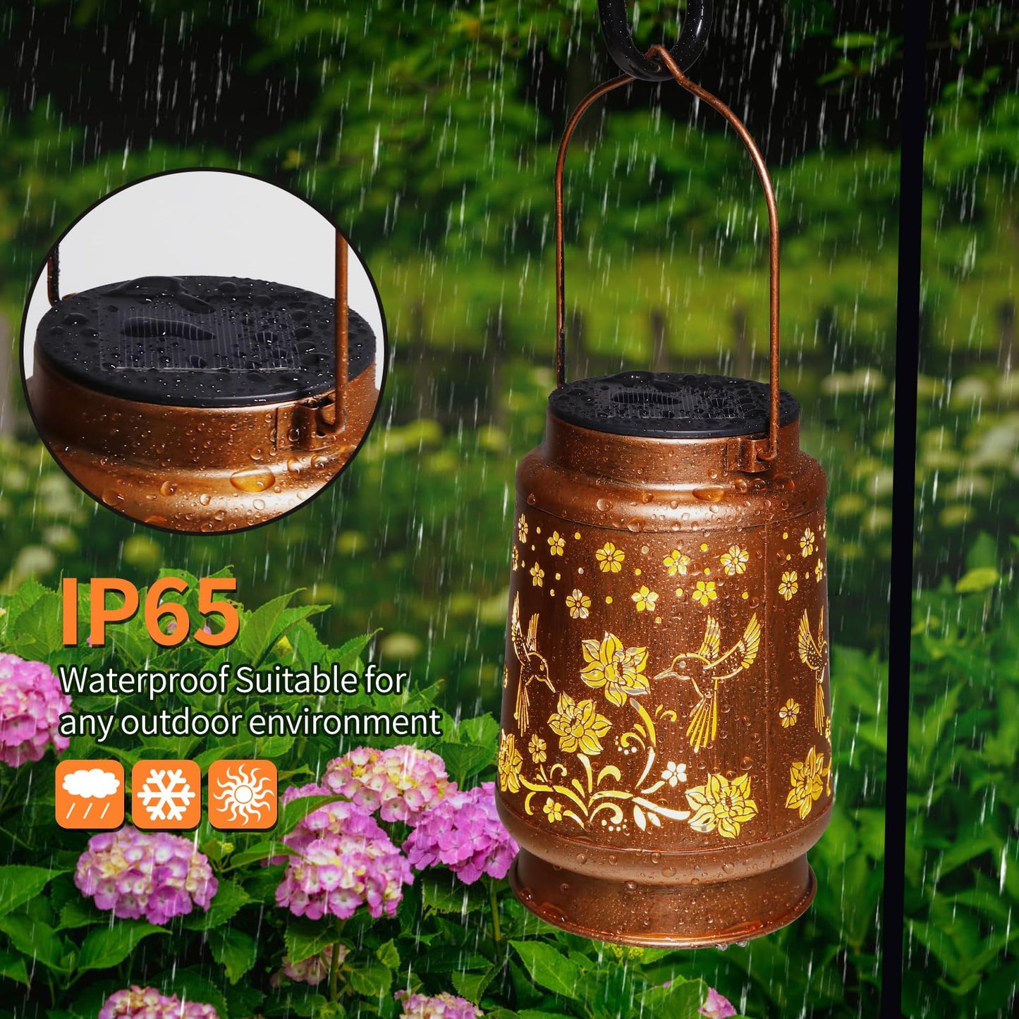 Solar Lanterns Outdoor Waterproof Hummingbird Garden Decor Birthday Gifts for Women Mom Grandma Hanging Solar Lights Metal Solar Decoration Outside for Yard,Patio,Backyard,Porch