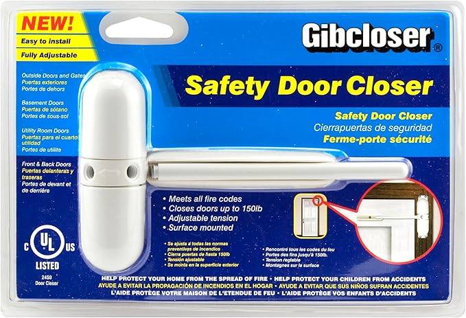 Prime-Line KC10HD Safety Spring Door Closer – Easy to Install to Convert Hinged Doors to Self-Closing – Diecast Construction, 4-1/4 In. White, Non-Handed (Single Pack)