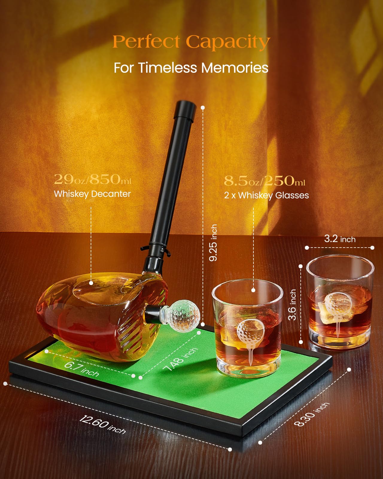 Golf Gifts for Men Dad, Kollea Golf Club Whiskey Decanter with Shot Glasses, Liquor Decanter Set for Men Husband Coaches Golfers, Cool Birthday Gifts for Brother Guys