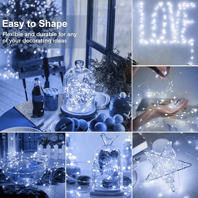 kolpop 50 Pack LED Fairy Lights Battery Operated, Mini Twinkle String Lights Battery Powered Waterproof for Christmas Mason Jars Party,Cool White