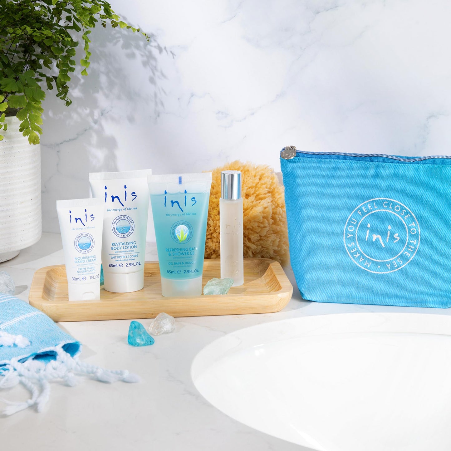 Inis the Energy of the Sea Voyager Gift Set - Hydrating Body Lotion - Refreshing Shower Gel - Body Wash - Unisex Cologne - Hand Cream For Women - Perfume - Travel Size Cosmetics With Cosmetic Bag
