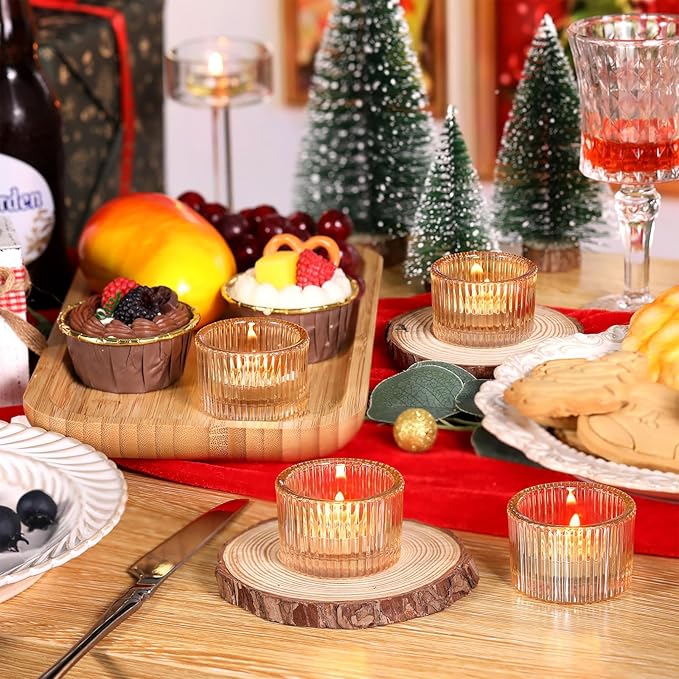 Tealight Candle Holder Set of 12,Gold Small Votive Candle Holders for Table Centerpiece,Glass Tea Light Candles Holder for Party&Home,Wedding Decor(2''Dia*1.4''H)