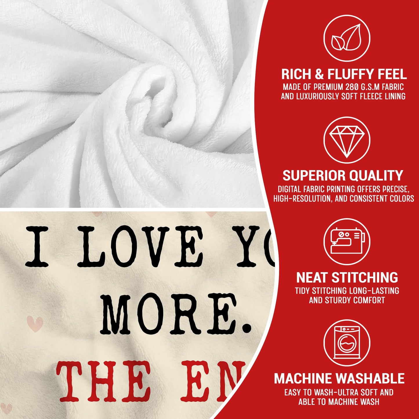 WRAPIX Anniversary Wedding Gifts for Women - I Love You More Soft Fleece Throw Blanket 50x60 in - Birthday Gifts for Girlfriend Boyfriend Him Her, Wife Husband Gift Ideas, Couple Blanket