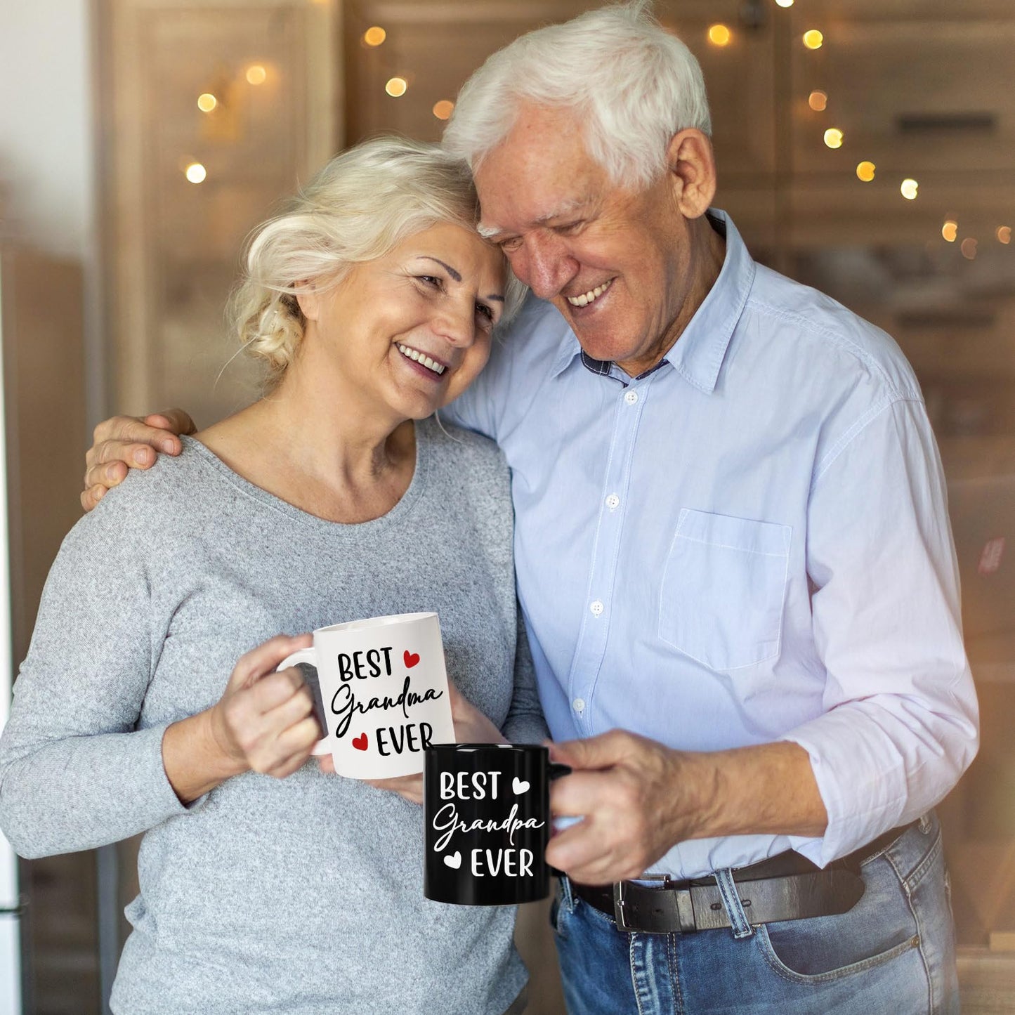 Breezy Valley Best Grandma and Grandpa Mugs - Grandparents Gifts from Grandkids, Anniversary Birthday Set, World's Best Coffee Mug