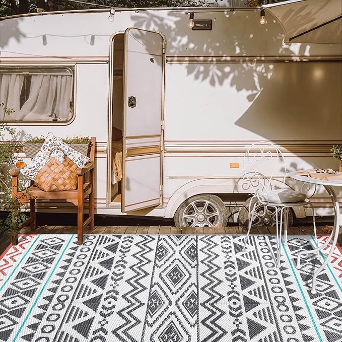 Outdoor Rugs Patio Camping Waterproof - 8x10 Plastic Straw Patio Rug Portable for Campers, Outside RVs Mat, Outdoor Area Carpet for Patios Clearance, Backyard Porch, Balcony, Picnic