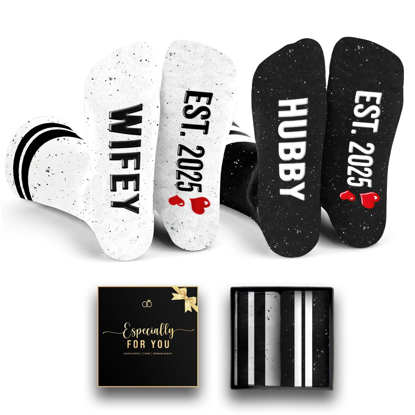 Wedding Gifts Socks – Hubby & Wifey Presents, Bridal Shower & Engagement Gifts for Couples, Mr. and Mrs. Presents, Just Married Couple Gift for Anniversary, Christmas Gift Ideas for Newlyweds 2025
