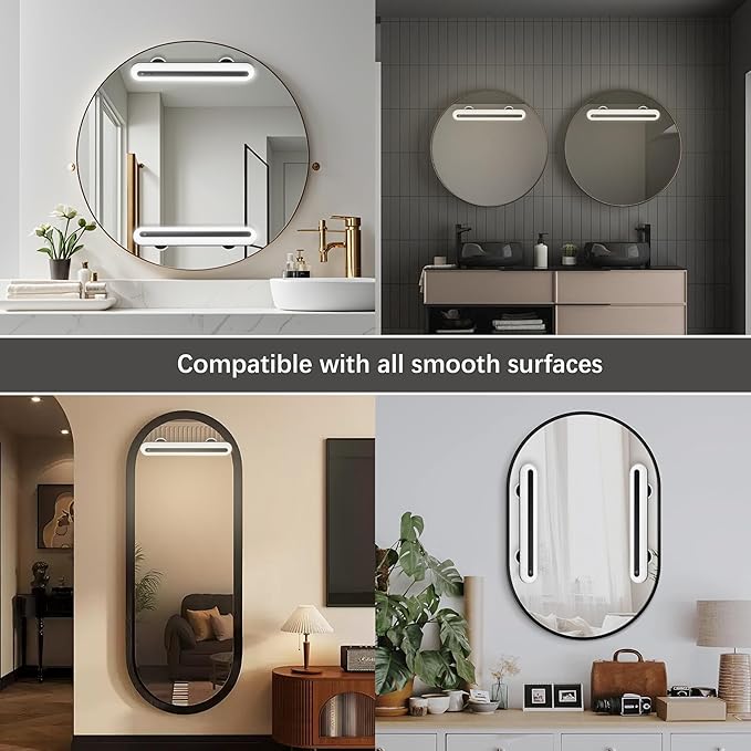 15" Vanity Lights for Mirror, Rechargeable Battery Operated Mirror Lights with Remote Control, 3 Temp&Adjustable Brightness Makeup Light, Cordless Lighting for Vanity Desk (Black-2Pack)