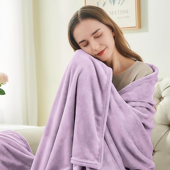 BEDELITE Fleece Blankets Queen Size Lilac Throw Blankets for Bed, Luxury Plush Cozy Fuzzy Blanket 90x90 inches, Super Soft Warm Lightweight Throw Blanket All Seasons Suitable