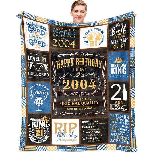 21st Birthday Gifts for Him, Cool 21st Birthday Gifts for Boy, Presents for 21st Birthday Male, 21 Year Old Birthday Gifts for Him, Happy 21st Birthday Decorations for Men Throw Blanket 50" x 60"