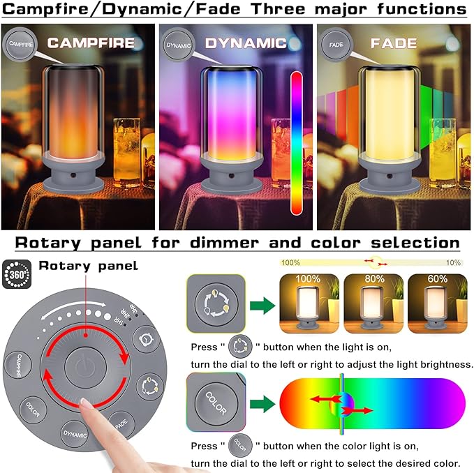LED Color Changing Table Lamps, Dimmable Bedside Lamp with Remote, Plug in Desk Light Bedroom Lamp for Living Room-Grey