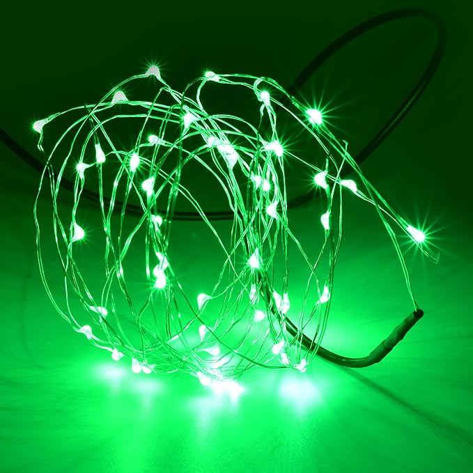 Karlling USB Plug in LED Fairy Lights,50 LED Bulbs 16 Ft Silver Wire Starry String Lights for Bedroom Patio Garden Party Wedding Commercial Lighting (Green)
