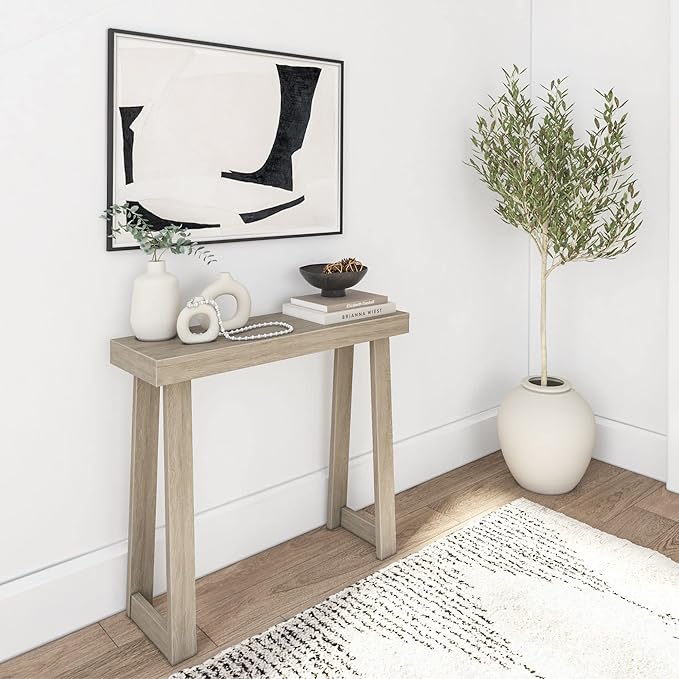 Plank+Beam Solid Wood Console Table, 36 Inch, Sofa Table, Narrow Entryway Table for Hallway, Behind The Couch, Living Room, Foyer, Easy Assembly, Seashell