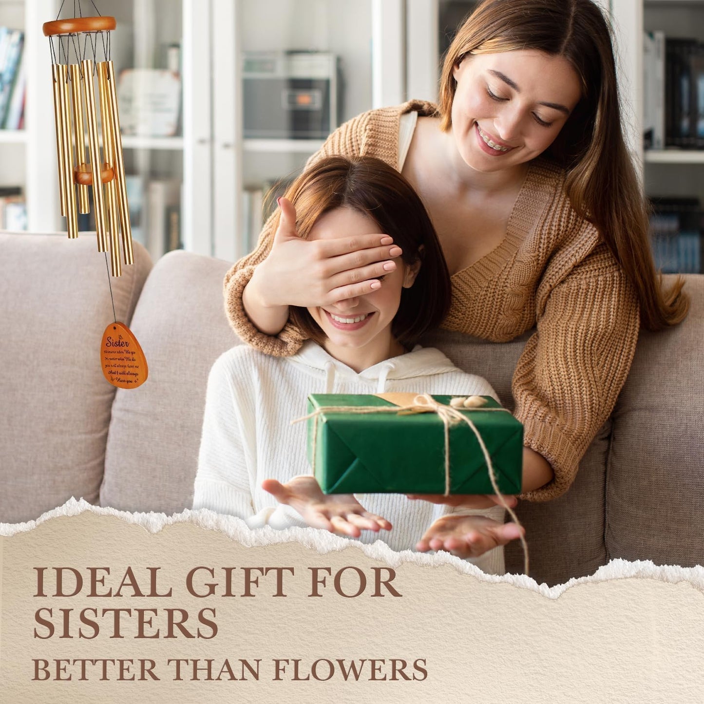 Leebbsin Sister Gifts from Sister, Wind Chimes for Sister, Best Sister Birthday Gifts, Bestie Gift Ideas for Christmas Thanksgiving Wedding Graduation Valentine's Day Gift for Sister, Sister-in-Law