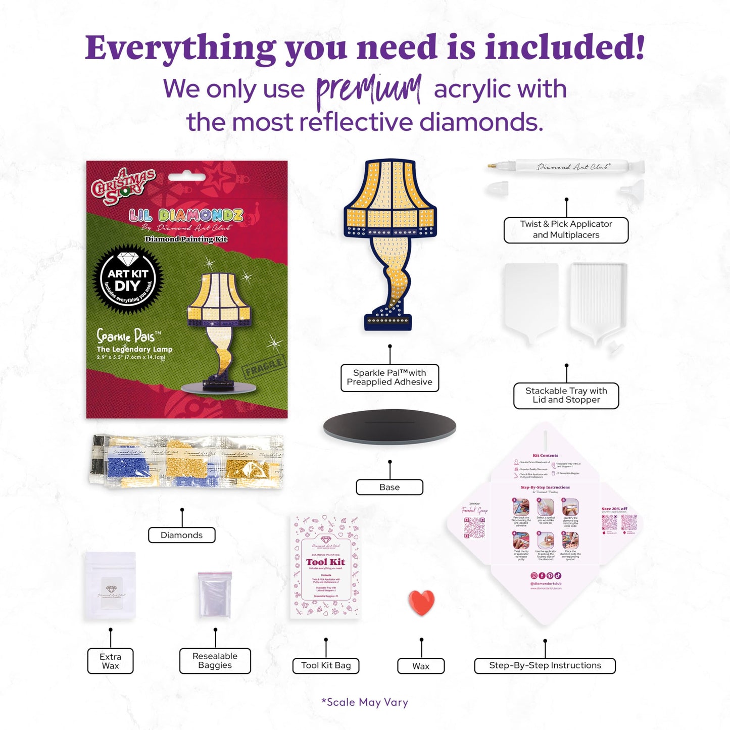 DIAMOND ART CLUB Sparkle Pals – The Legendary Lamp, Diamond Painting Kit, Fun DIY Crafts for Adults, Diamond Art Craft for Beginners, 2.9" x 5.5"""