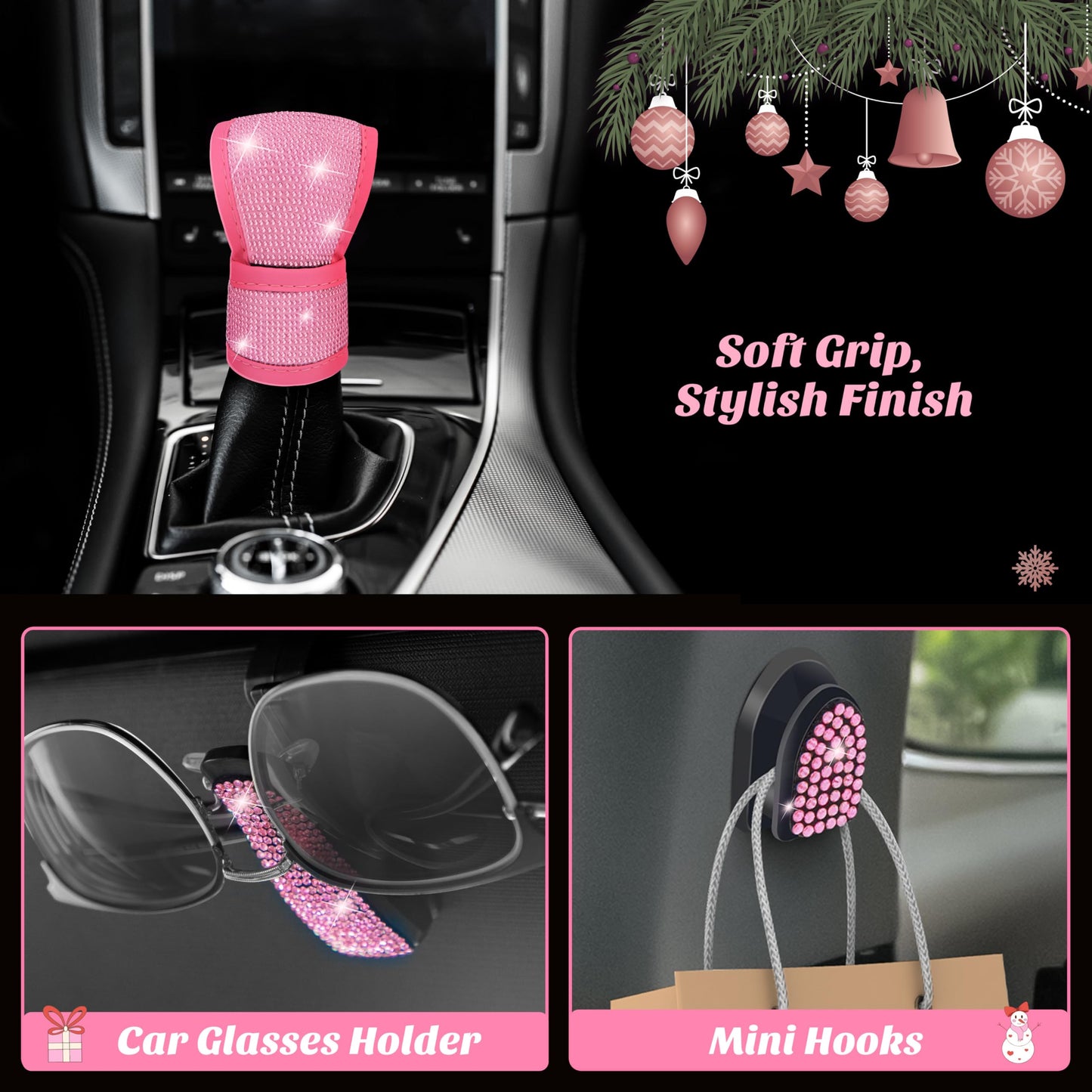 Advent Calendar 2025 for Women - 24 Days of Pink Car Accessories Gift Set, Christmas Countdown Calendar with Sparkly Interior Décor, Luxury Holiday Gifts for Wife, Girlfriend, Mom, Coworker