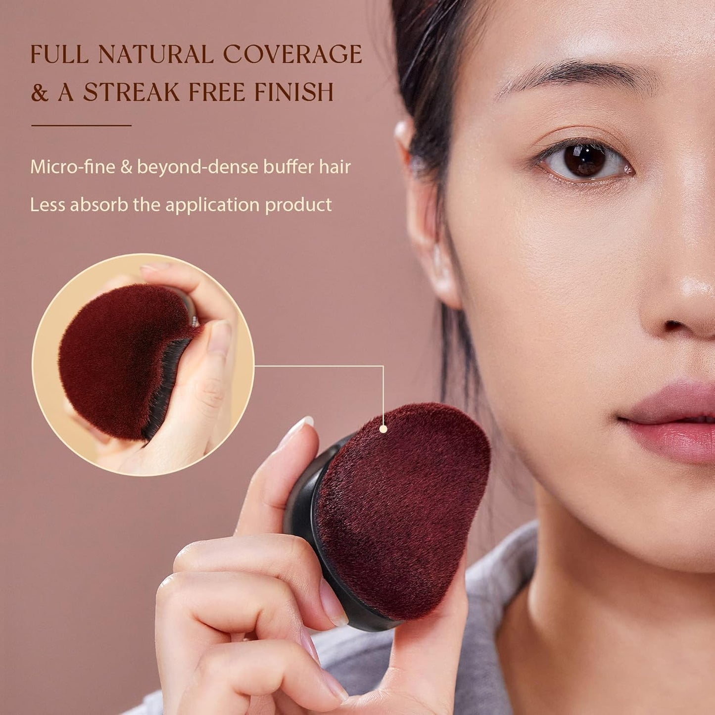 Jessup Foundation Brush Large Kabuki Makeup Brush for Face Body Blending Buffing Stippling Liquid Powder Cream Flawless with Gift Box, Black SF001