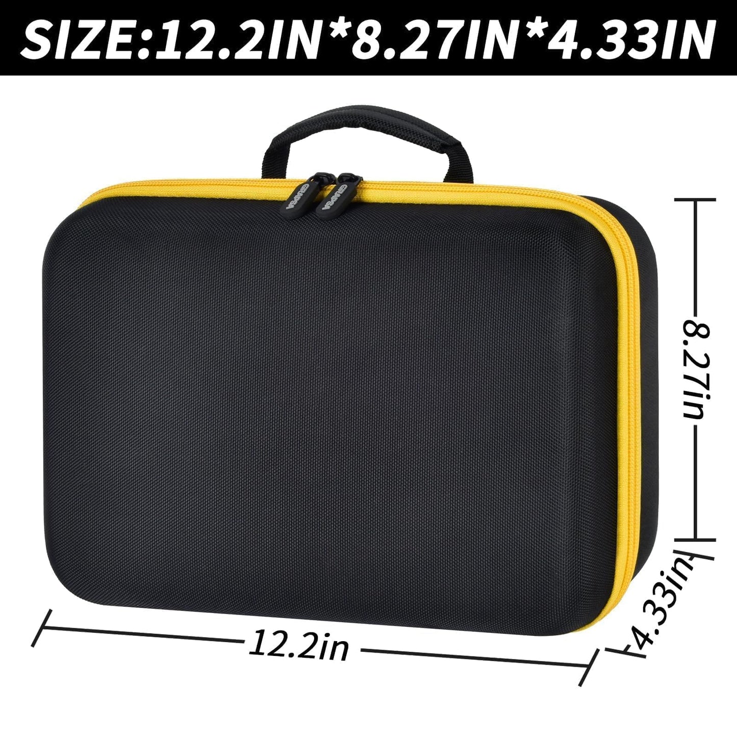 Hard Storage Tools Case, Store for DeWalt Drill Tools & Angle Grinder/for AstroAI Tire Inflator and More - 12"x8""x2"" with Mesh Pocket & Comfort Handle"