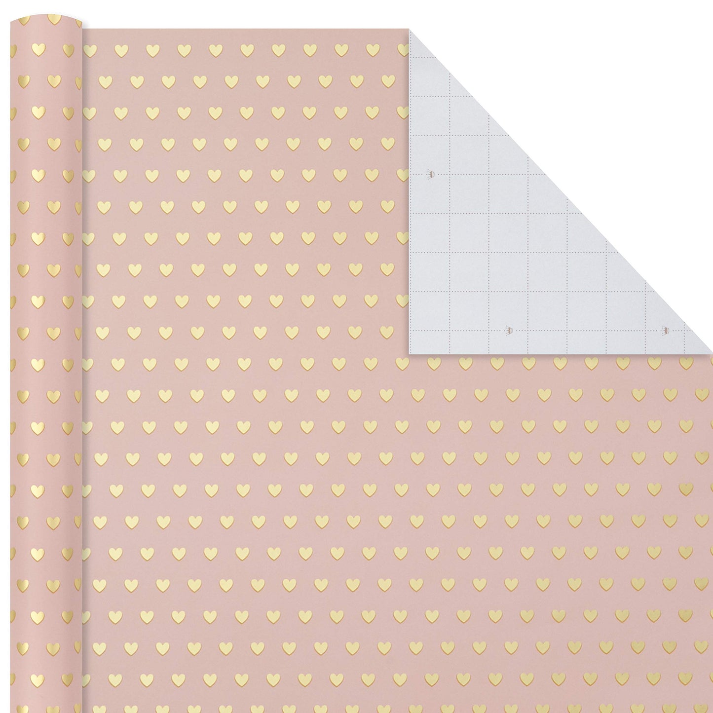 Hallmark Wedding Wrapping Paper Rolls - Gold Hearts, Rose Flowers, White Stripes Gift Wrap Paper (Set of 3 Rolls: 85 sq. ft. ttl) for Bridal Showers, Birthdays, Weddings, Mother's Day, Valentine's Day