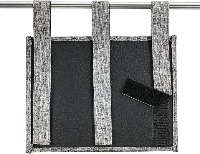 Linen Bedside Caddy, Bedside Storage Organizer for Hospital Beds, College Dorm Rooms or Baby Bed (Classic 4 Pockets Grey)
