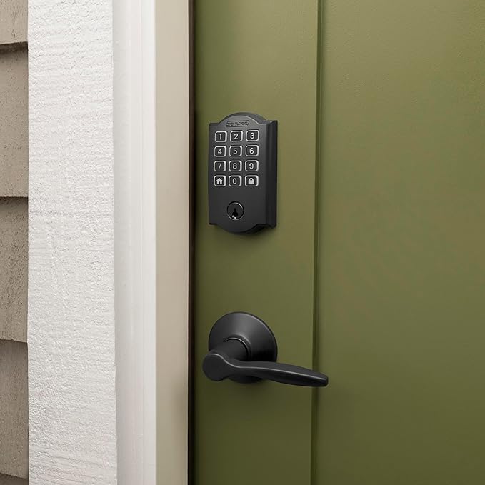 Schlage Arrive WiFi Deadbolt Smart Lock, Keyless Entry Door Lock with Camelot Trim, Matte Black, Compatible with Alexa and Google, BE459WB CAM 622