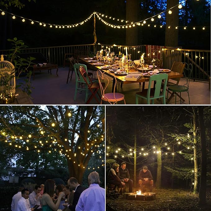 40FT LED Outdoor String Lights Waterproof, G40 LED Globe Outdoor Lighting for Patio with 27 Edison Vintage Shatterproof Bulbs, Connectable Backyard Lights for Garden, Bistro, Porch, Cafe