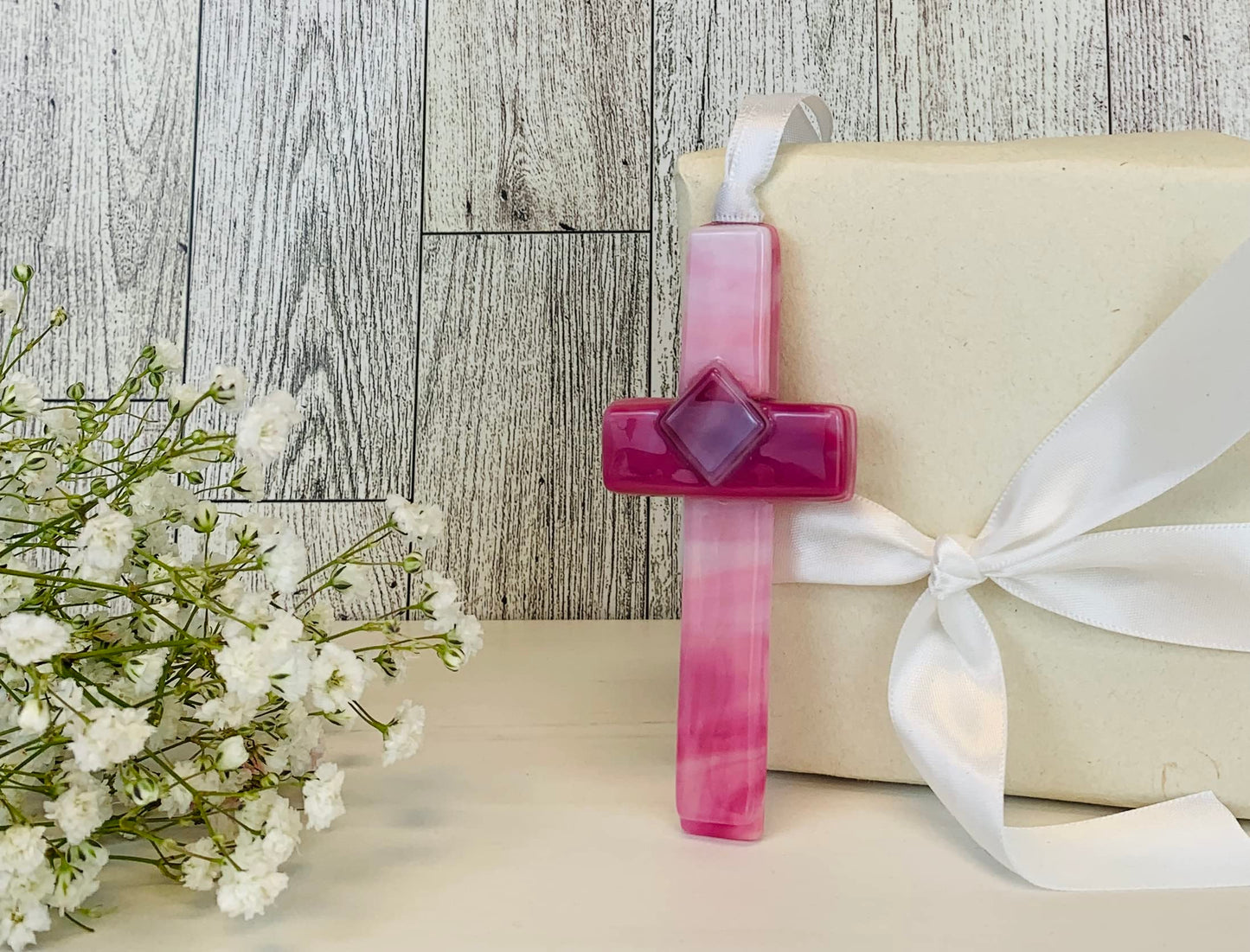 Christian Gift for Sister - Handmade in USA Glass Cross for Sister with Poem- Sister Gift on Christmas, Mother's Day, Birthday-Sister to Sister Gift