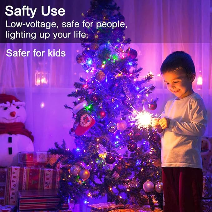 JMEXSUSS 300 LED Multicolor Christmas Tree Lights 8 Modes Colored String Lights Indoor Outdoor Multicolor Christmas Decor Lights Plug in for Christmas Tree Room Party Decoration