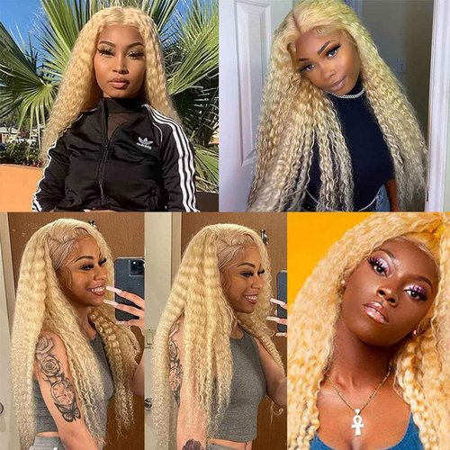 Habiliana Bundles Human Hair 16 18 20 Inch Jerry Curly Wave Blonde 613 Human Hair Bundles 11A Unprocessed Brazilian Virgin Quick Weave Hair Extensions for Black Women