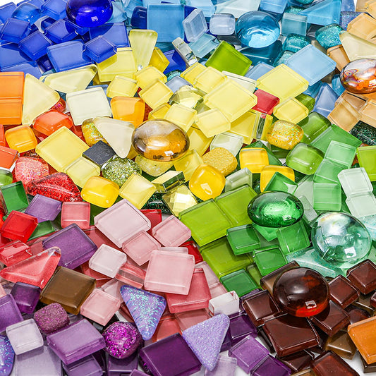 Nicunom 2.2LB /1000g Irregular Crystal Glass Mosaic Tiles Hobbies, Mixed Color Mosaic Glass Piece Mosaic Arts and Crafts for Handmade Garden Home Decoration Gifts, DIY Projects
