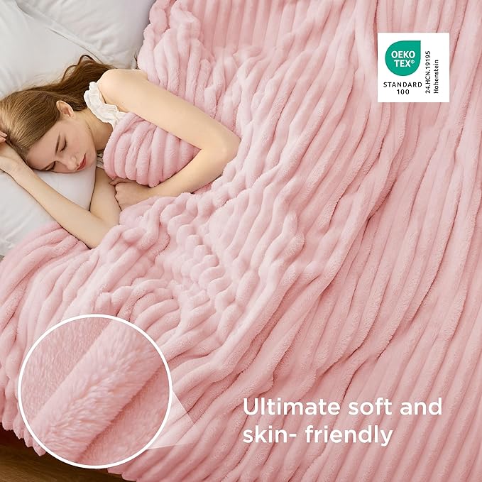 Bedsure GentleSoft Coral Pink Fleece King Blanket for Couch - Super Soft Cozy Blankets for Women, Cute Small Blanket for Girls, 108x90 Inches