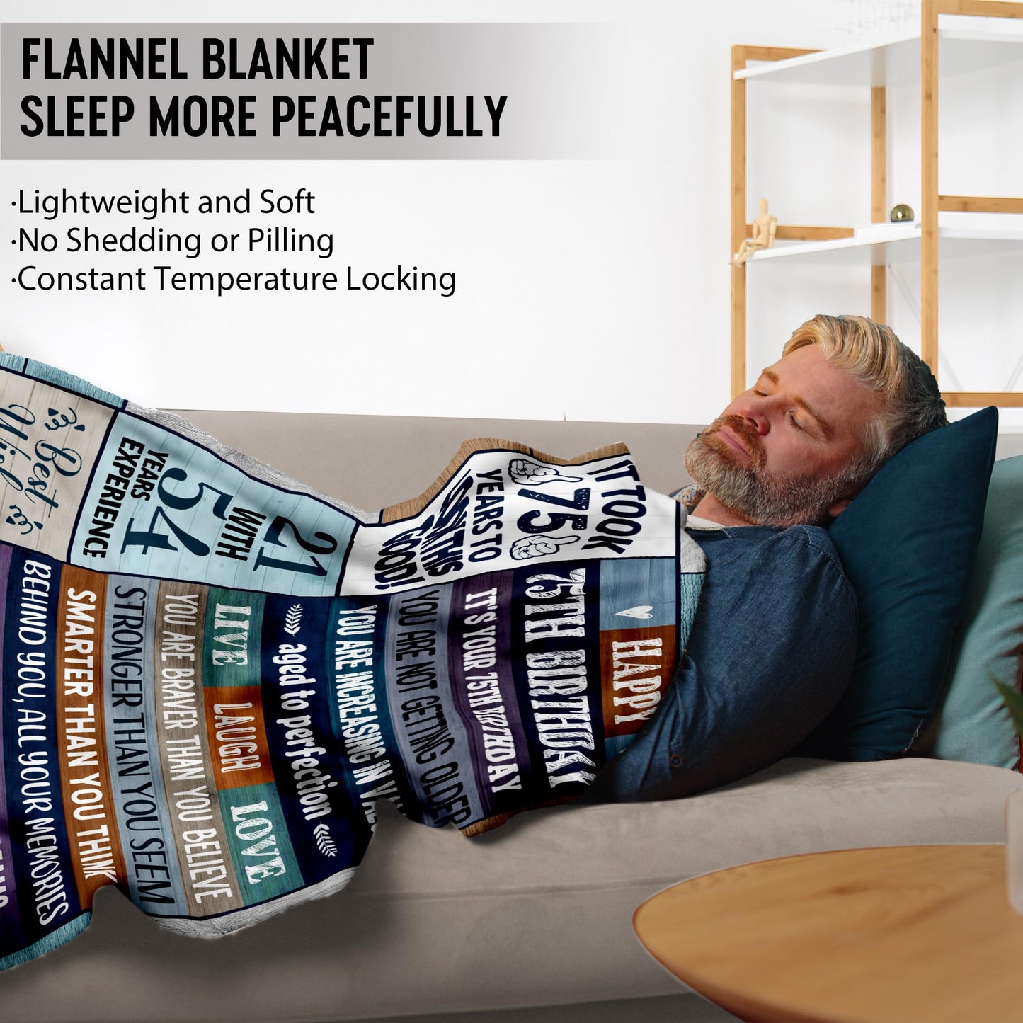 75th Birthday Gifts for Men Women, 75th Birthday Gift Ideas, Milestone 75th Birthday Decorations, Funny 75 Years Old Gift for Husband Wife Him Her Dad Mom, 75th Birthday Gifts Throw Blanket 50" x 60"