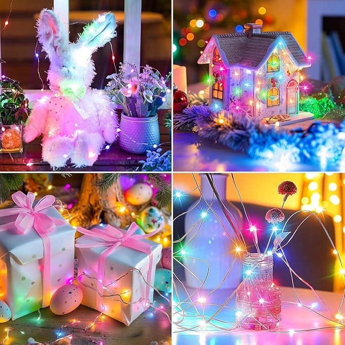LAMPHOME 20 Pack Easter Lights Battery Operated, Pastel Fairy String Light,Easter Decor 7ft 20 LED Mini Light Firefly for Mason Jars DIY Crafts Wedding Party Centerpiece Table for Spring Bedroom