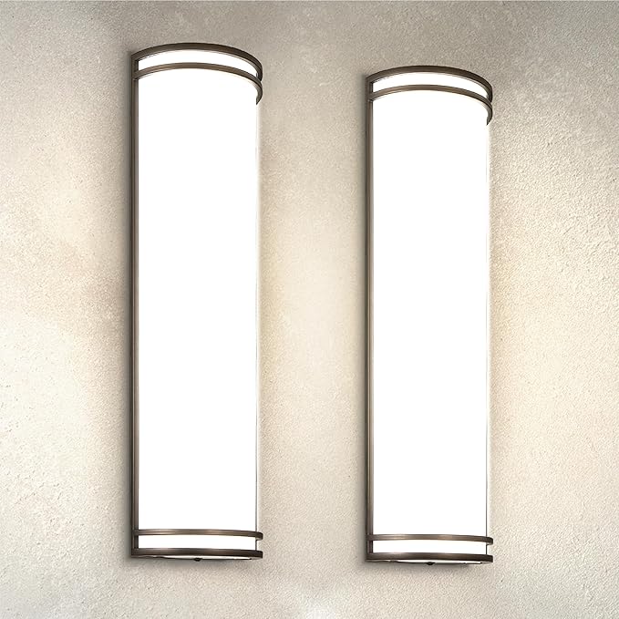 ASD 24 Inch LED Outdoor Sconce Lights - 25W 120-277V 3000K 4000K 5000K Bronze Exterior Lighting Fixtures, Dimmable Exterior Lights for House, Modern Patio Wall Light Fixture ETL 2 Pack