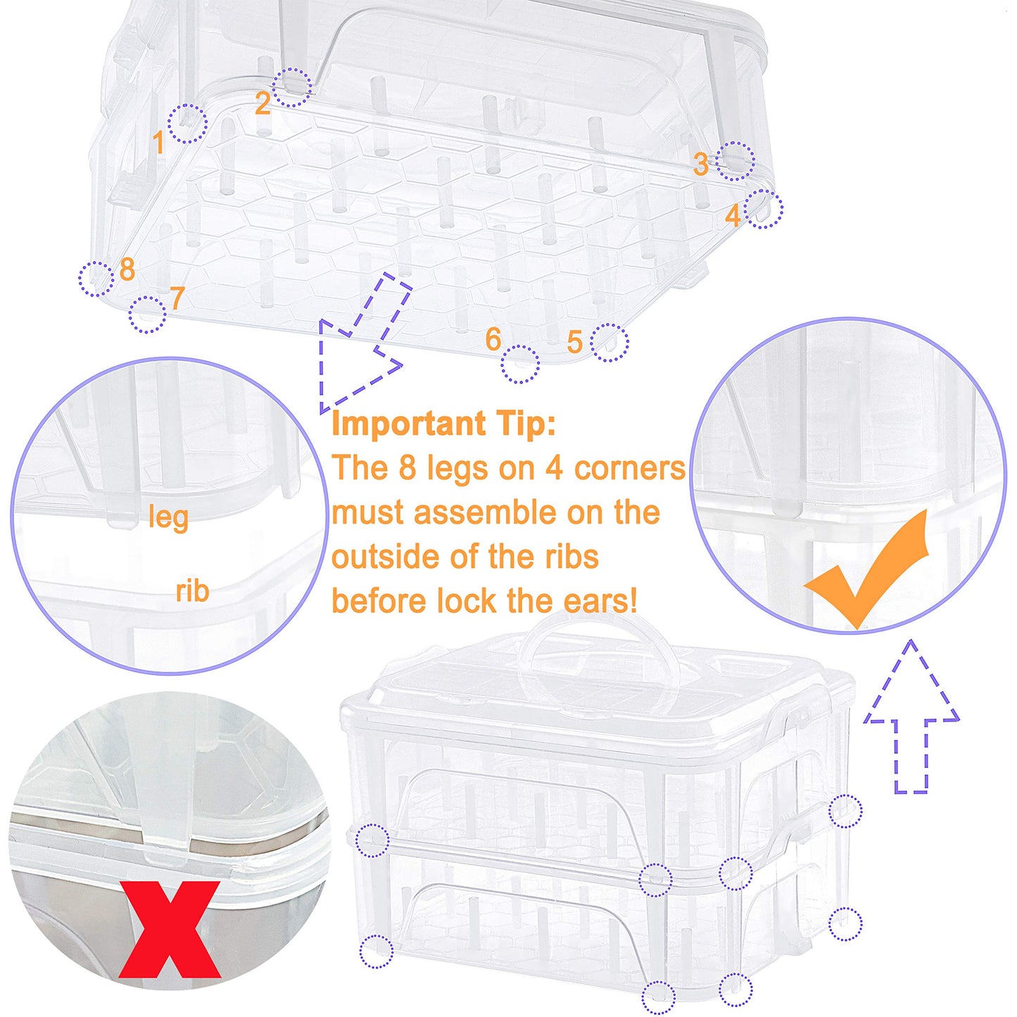 New brothread 4 Layers Stackable Clear Storage Box/Organizer for Holding 80 Spools Home Embroidery & Sewing Thread (Spool Size Requirement: Height≤2.2"/5.6CM; Width≤1.69""/4.3CM)"