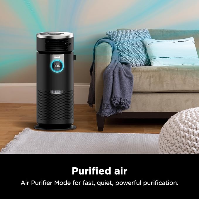 Shark HC451 3-in-1 Clean Sense Air Purifier, Heater & Fan, HEPA Filter, 500 Sq Ft, Oscillating, Small Room, Bedroom, Office, Captures 99.98% of Particles for Clean Air, Dust, Smoke & Allergens, Black