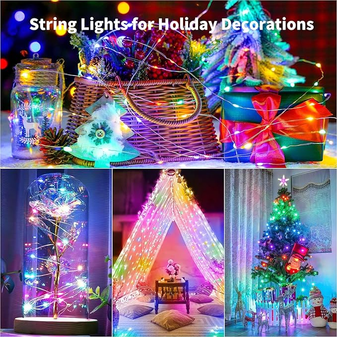 TingMiao Multicolor Fairy String Lights Battery Operated Fairy Lights Firefly Lights LED Starry String Lights 7.2ft 20 LEDs Silvery Copper Wire for Christmas DIY Decoration Wedding Party (6 Pack)